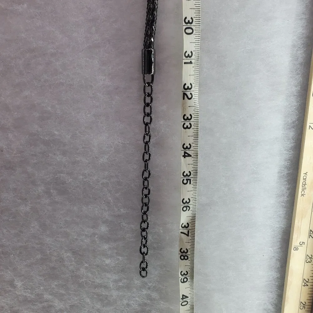 32W Snake Chain Gunmetal Belt Made in Italy Metallic Metal Silver Scales